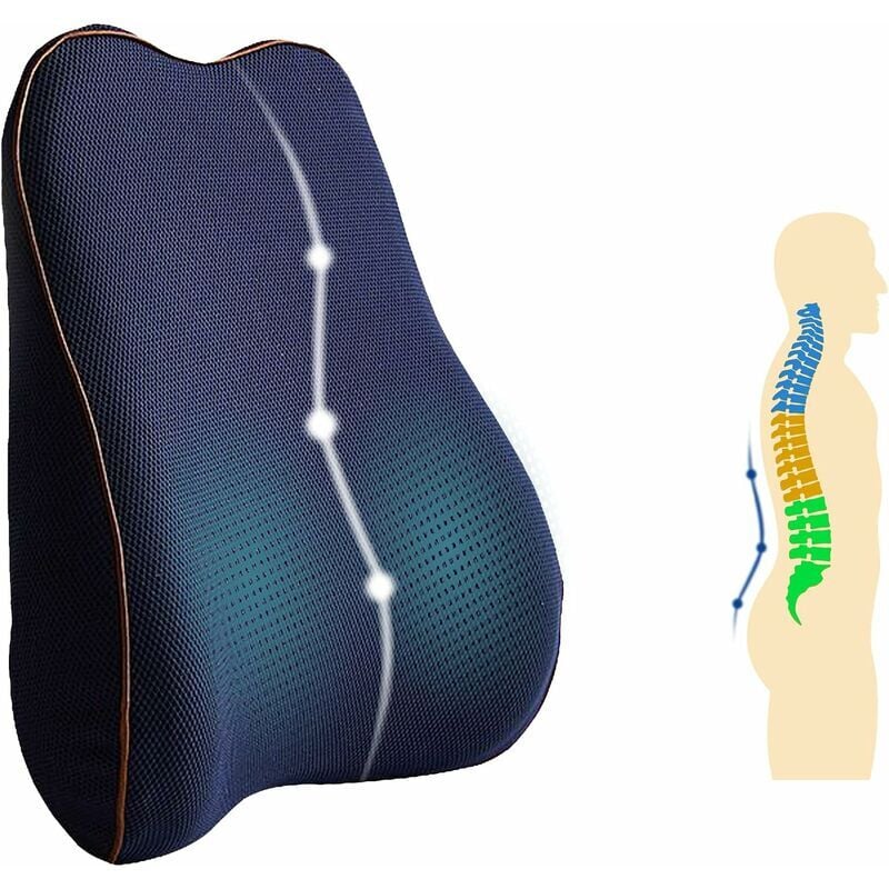 Coussin lombaire ergonomique en mousse à mémoire de forme avec housse lavable et sangle réglable pour bureau, maison et voiture