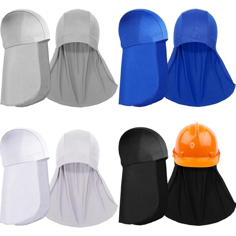 Doublure de casque de sécurité 4 pièces avec protection du cou Capuchon anti-transpiration avec protection solaire de la queue