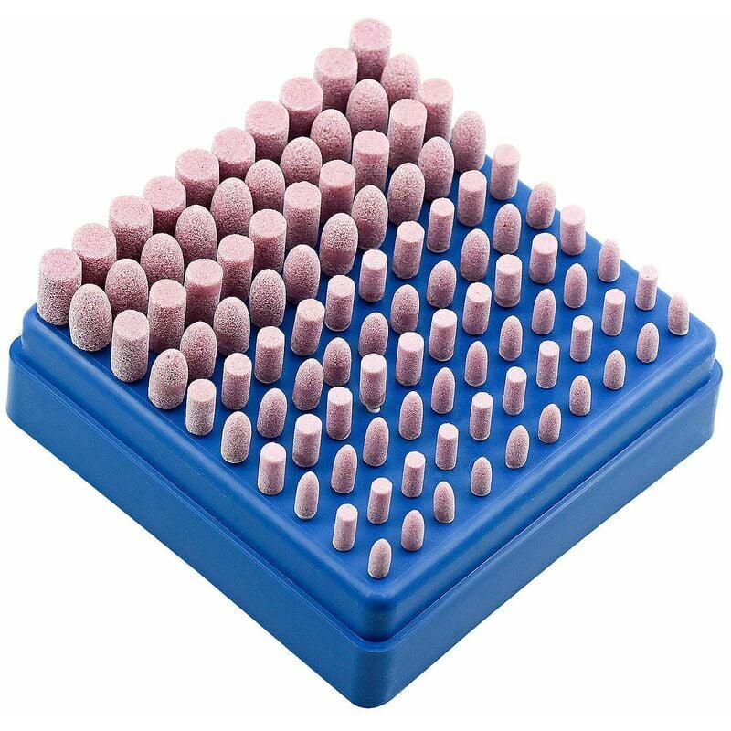 Ensoleille - Ensemble de 100 pierres de polissage à embouts ronds et coniques pour outils rotatifs Dremel Tige de 3 mm