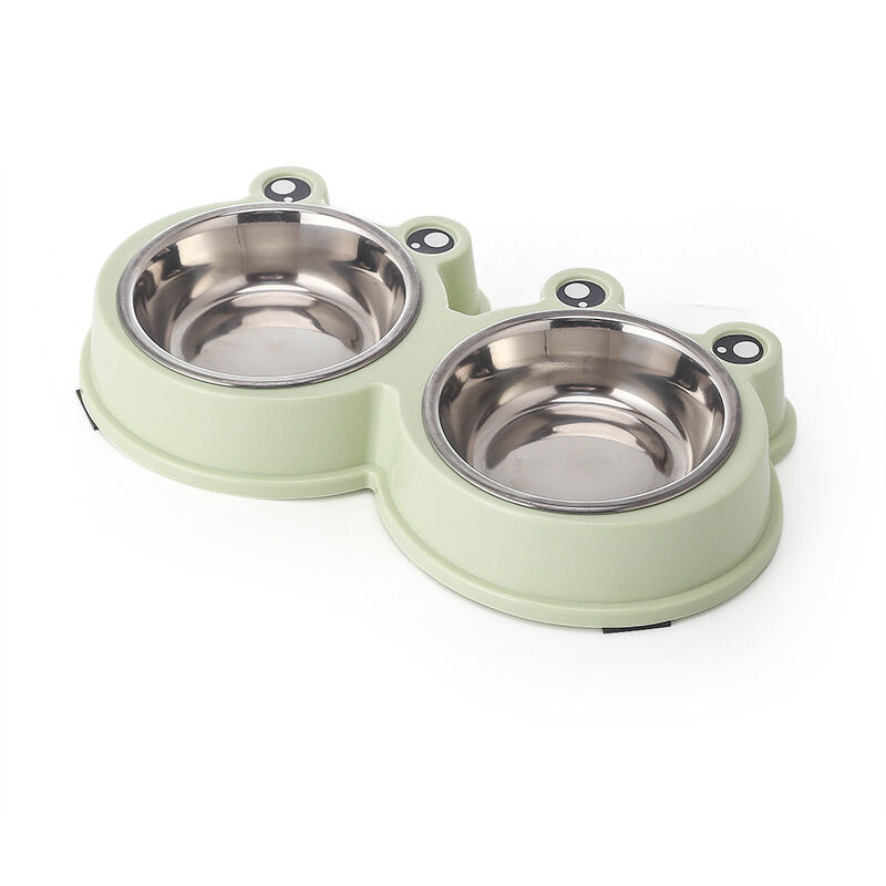 Gamelle Chien et Chat Bol en Acier Inoxydable Antidérapante Bol pour Animaux de Compagnie Bol de Nourriture (27x14.5x4CM)-Ensoleillé