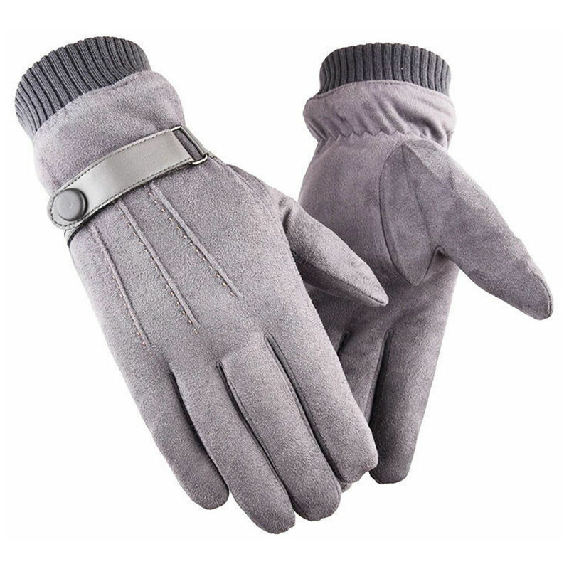 Gants chaud écran tactile pour homme femme thermiques en suede doublure polaire mitaines anti-glisse hivernales pour le sport en plein air Conduite