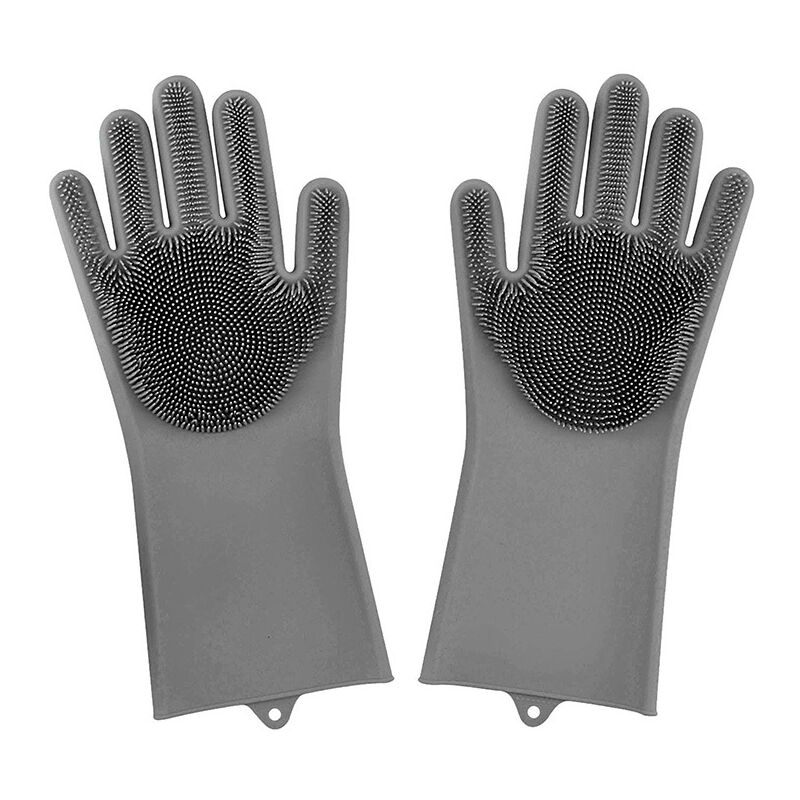 Ensoleille - Gants en silicone avec brosse de nettoyage, gants de vaisselle magiques réutilisables-Ensoleillé