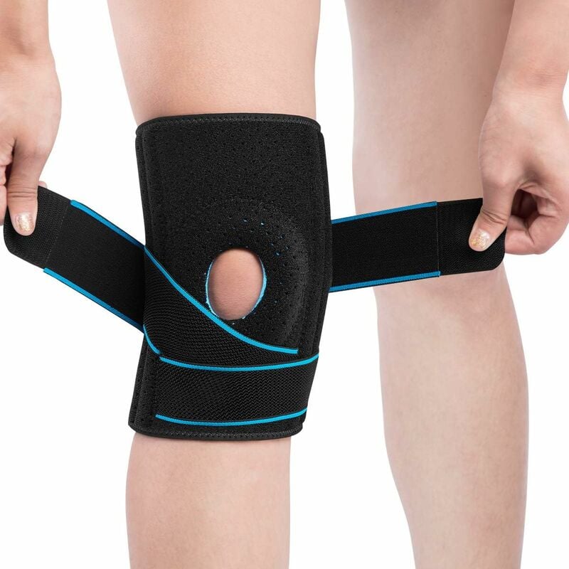 Genouillère réglable en silicone Genouillères Soulagement de l'arthrite Récupération de la douleur articulaire pour hommes femmes (Bleu)