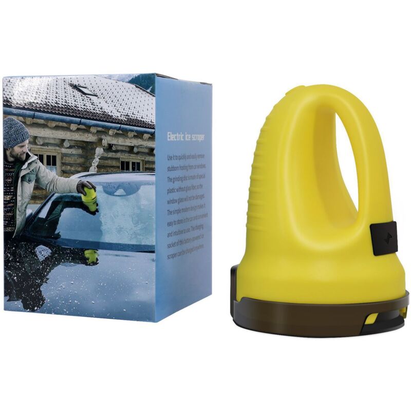 Grattoir à glace électrique, outil de déneigement de pare-brise, dégivreur de voiture, multifonction, jaune
