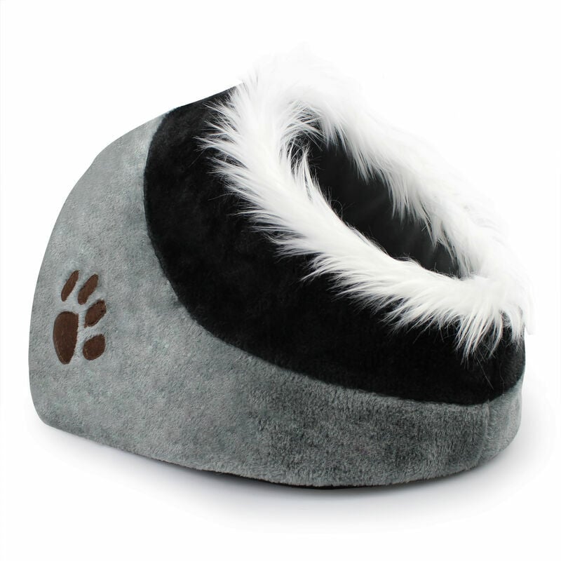 Grotte pour Animaux en Peluche, Maison pour Chat, 41 x 38 x 26 cm, Gris, Matériau: pp, éponge douce - Gris
