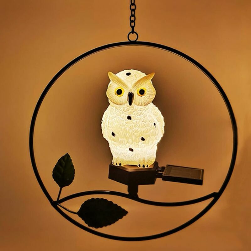 Ensoleille - Jardin Lumière Solaire Ornement,Gazon Lampe Veilleuse Extérieur Gazon Lampe de Jardin Solaire led en Forme de Chouette Paysage Éclairage
