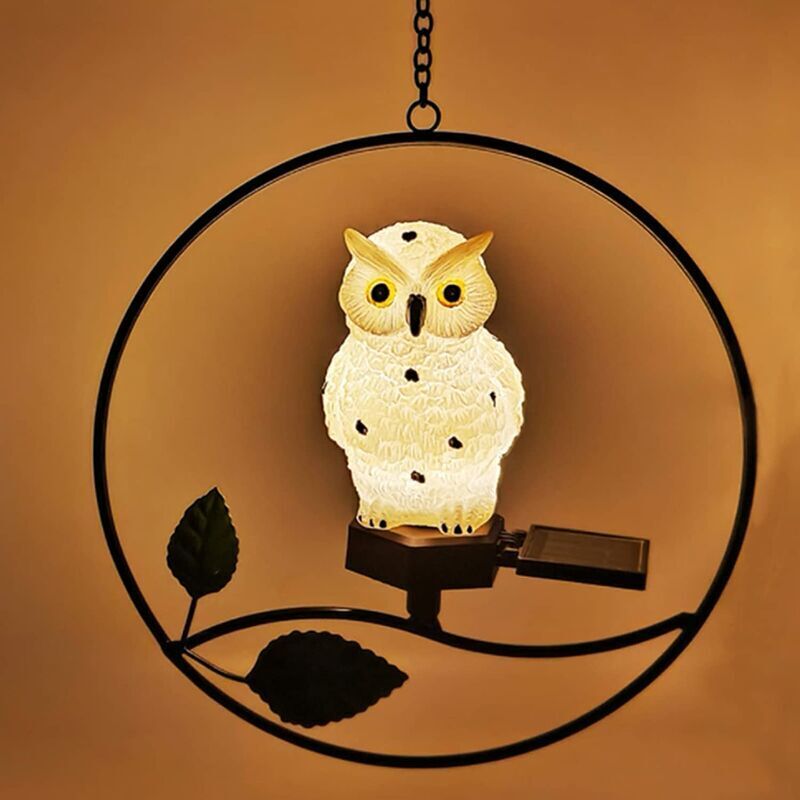 Jardin Lumière Solaire Ornement,Gazon Lampe Veilleuse Extérieur Gazon Lampe de Jardin Solaire led en Forme de Chouette Paysage Éclairage