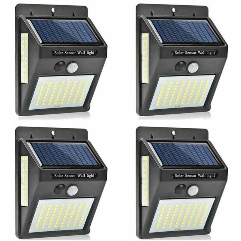 Ensoleille - Lampe Solaire Extérieur, [ 4 pièces 100 led ] Lumière Solaire Etanche éclairage Solaire avec Détecteur de Mouvement Lampe de Sécurité