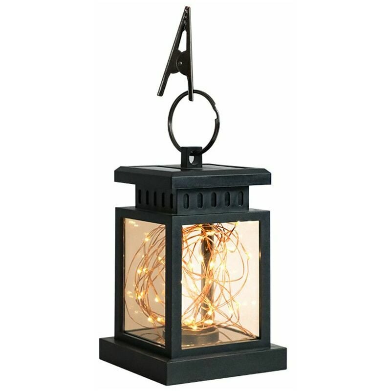 Lanterne Solaire, led Lampe solaire extérieure, avec Bougie led Flamme Fire Effet ,Sans fil portable rechargeable pour Garden Patio Courtyard