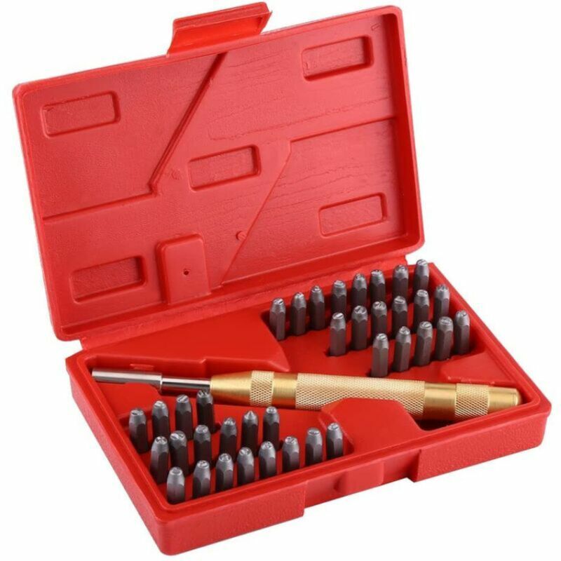 Ensoleille - Lettre à Frapper, 38 Pièces Kit de Lettres et Chiffres à Frapper en Acieravec Poinçons Poinçons à Frappé Automatique 3 mm