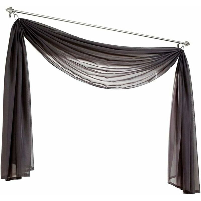 Lot de 1 cantonnière en voile transparent - Rideaux décoratifs unis pour chambre à coucher, salon, mariage (gris, 140 x 500 cm)-Ensoleillé