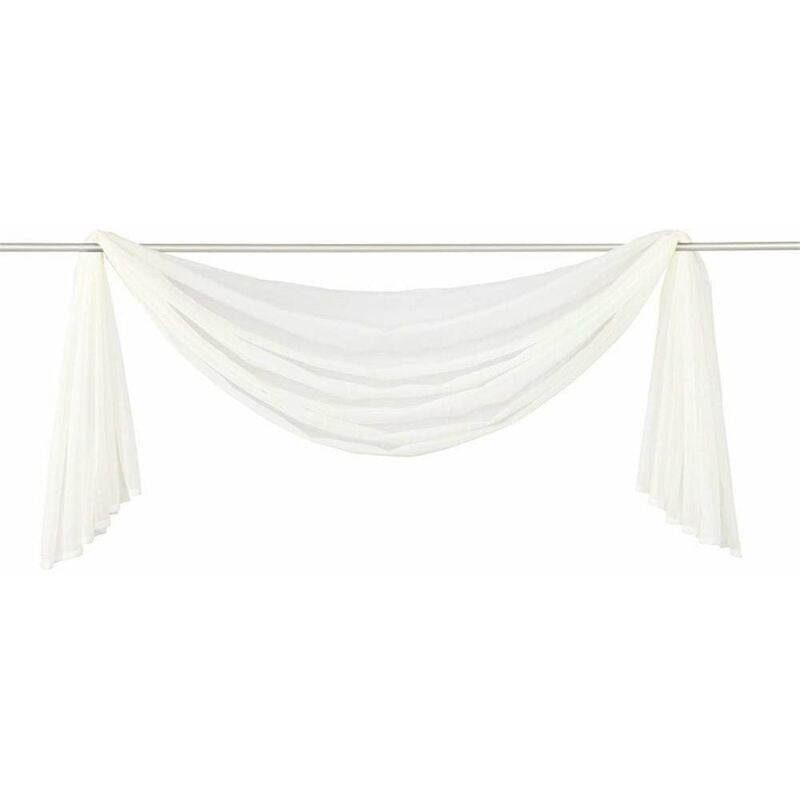 Lot de 1 rideau transversal en voile transparent pour chambre à coucher salon mariage, blanc crème, 140600cm-Ensoleillé