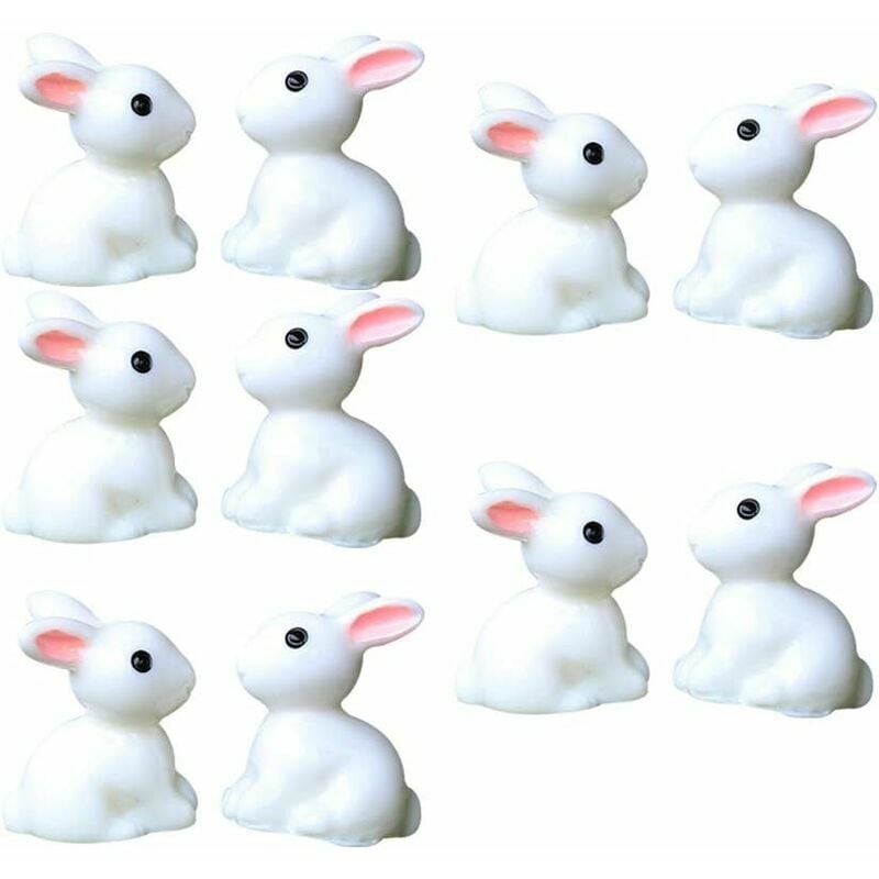 Lot de 10 décorations miniatures en forme de lapin pour pot de fleurs