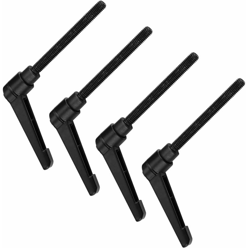 Ensoleille - Lot de 4 poignées à levier de serrage, poignées de machine à filetage mâle en acier inoxydable M8, noir, 30 mm