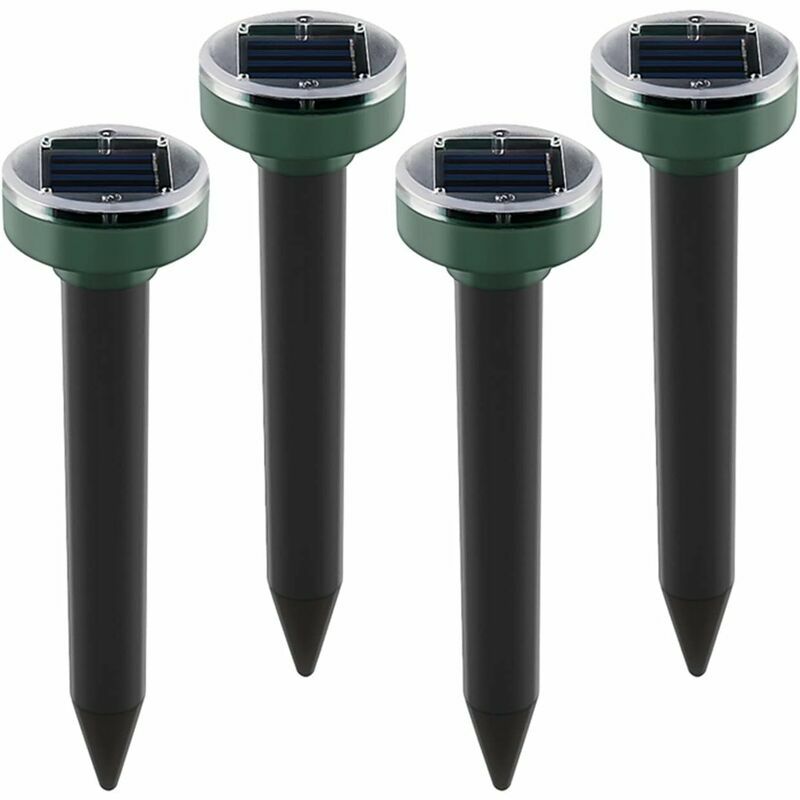 Ensoleille - Lot de 4 répulsifs solaires anti-taupes à énergie solaire à ultrasons pour animaux de jardin, pelouse, jardin, débarrassez-vous des