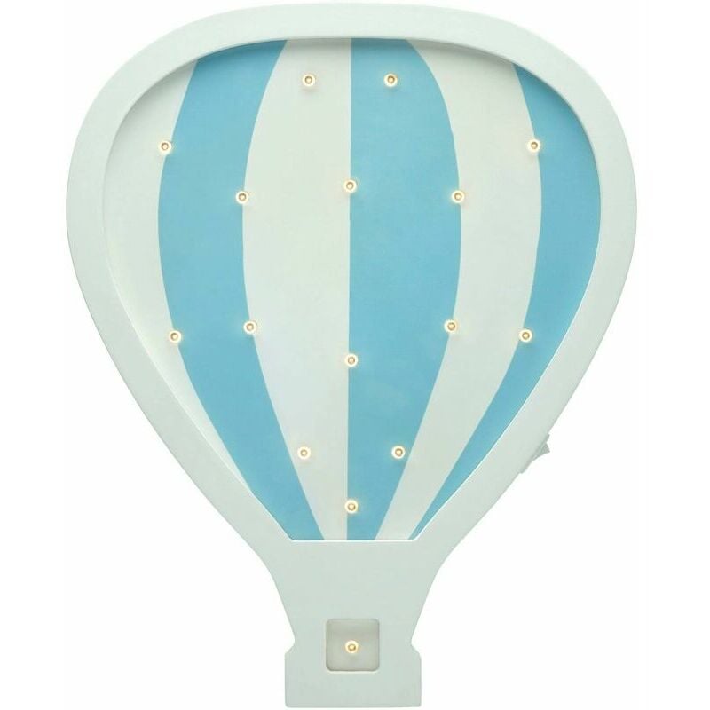 Lovely Balloon Murale montgolfière Lampe LED pour Chambre d'enfant sans câble, avec Interrupteur à Bascule, Bois, 0.4 W, Blanc, Bleu