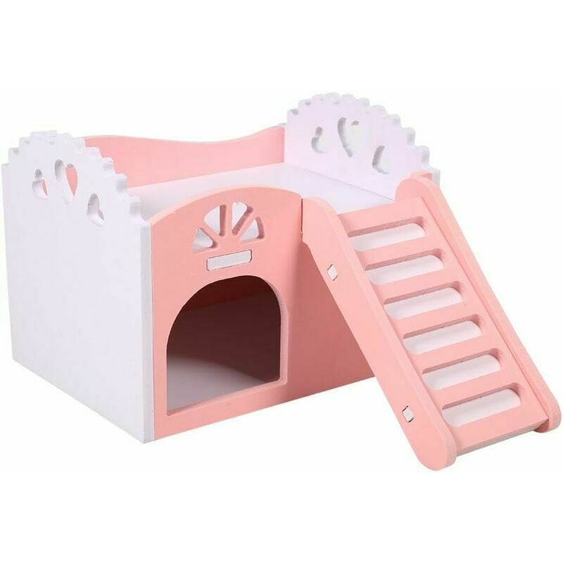 Ensoleille - Maison Nid De Hamster Cage De Petit Animal Couchage Jouet Dexercice 2 Couches Avec Escalier Design 151111cm ( Couleur : Rose )