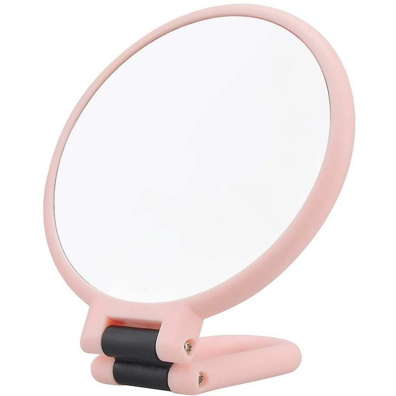 Miroir pliant pour miroir à main de voyage avec poignée pliable double face normal et grossissement 5 fois miroir de table 360