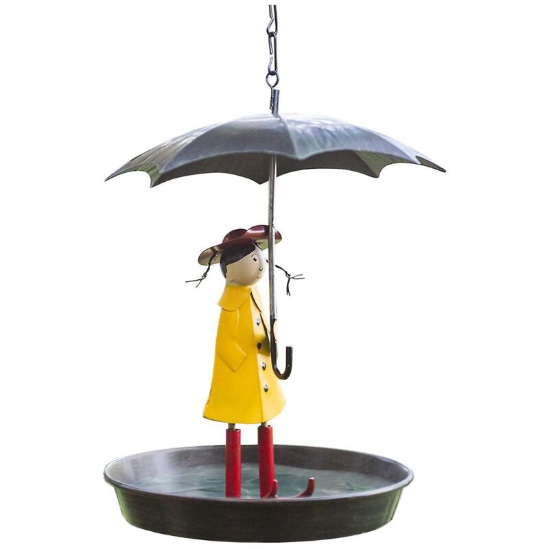 Nouvelle mangeoire en métal chaîne suspendue fille et parapluie mangeoire à oiseaux