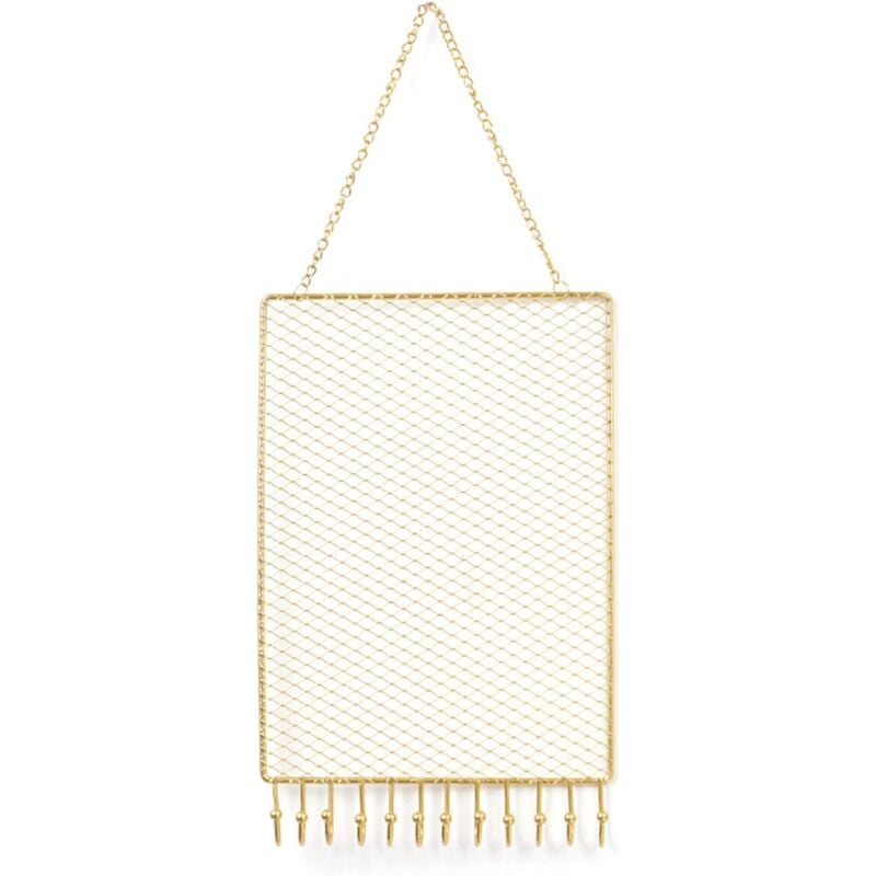 Organisateur de bijoux à suspendre, support mural en métal pour boucle d'oreille avec crochets pour filles et femmes 28 x 18 cm (version verticale).