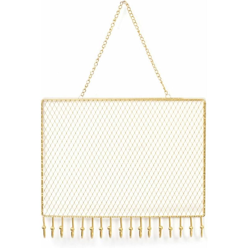 Ensoleille - Organisateur de bijoux à suspendre, support mural en métal pour boucles d'oreilles avec crochets pour filles et femmes 25 x 21 cm