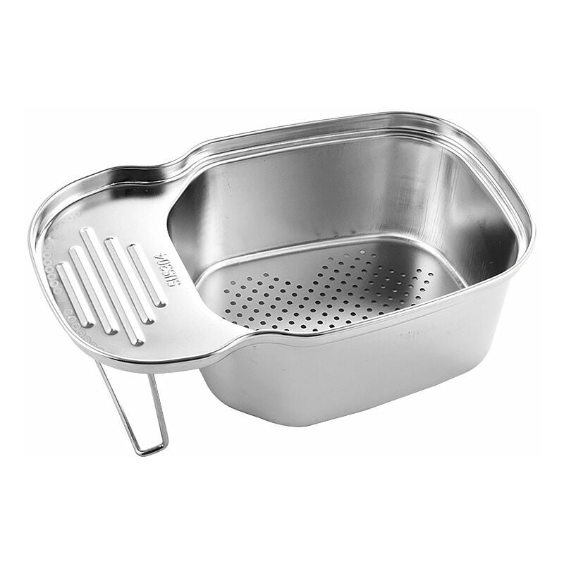 Panier de Vidange d'évier de Cuisine Passoire Support de Rangement D'évier en Acier Inoxydable Corbeille à Aliments Passoire D'angle