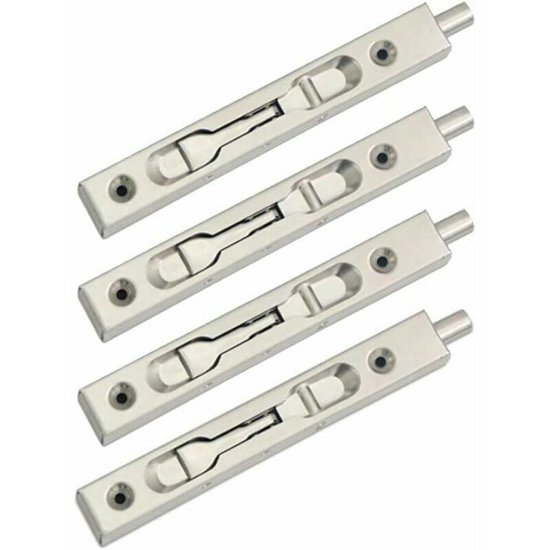 Ensoleille - Paquet de 4 Verrou à glissière de verrou de pêne affleurant de porte -, action de ler de sécurité de pêne dissimulé, pêne coulissant en