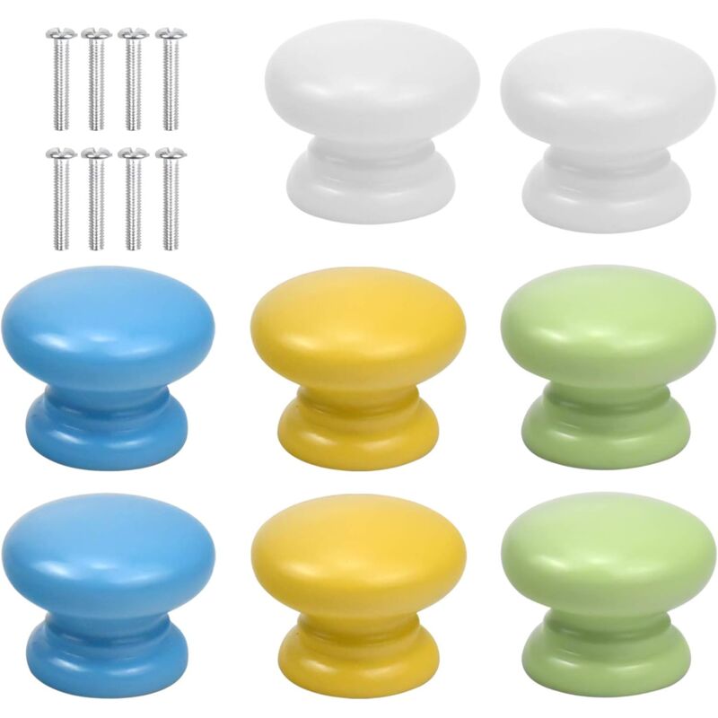 Pièces boutons de porte d'armoire colorés avec vis, boutons de porte ronds en bois, boutons d'armoire 33mm boutons de meubles