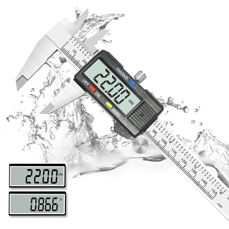 Ensoleille - Pied a Coulisse, Pied à Coulisse Digital 150mm Acier Inoxydable,mm/inch conversion, Grand Écran lcd Précision ,Résiste aux Eclaboussures