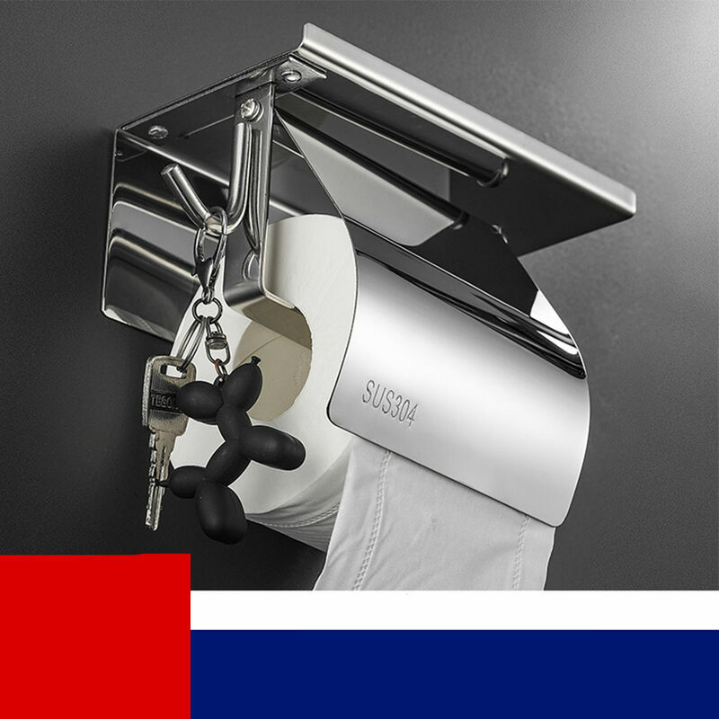 Ensoleille - Porte Papier Toilette, Support Papier Toilette Mural, 304 Acier Inoxydable Porte Rouleau Toilette, Rangement polyvalent avec fonction
