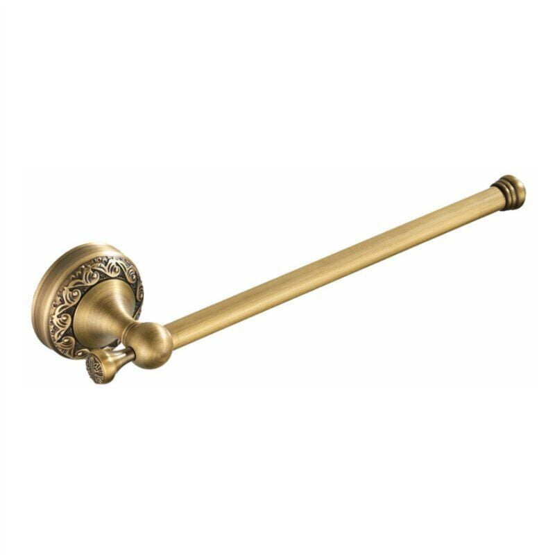 Ensoleille - Porte-serviettes Nouveau porte-serviettes rétro en cuivre gaufré pour toilettes de salle de bain (F8331 Barre simple courte antique)