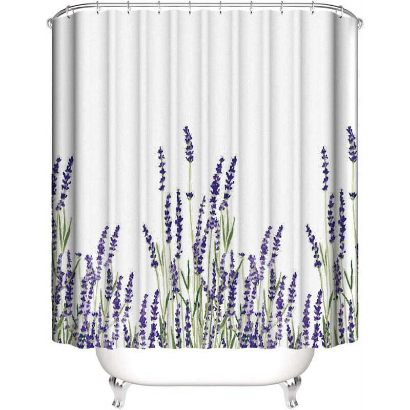 Rideau de douche lavande avec 12 crochets-Ensoleillé