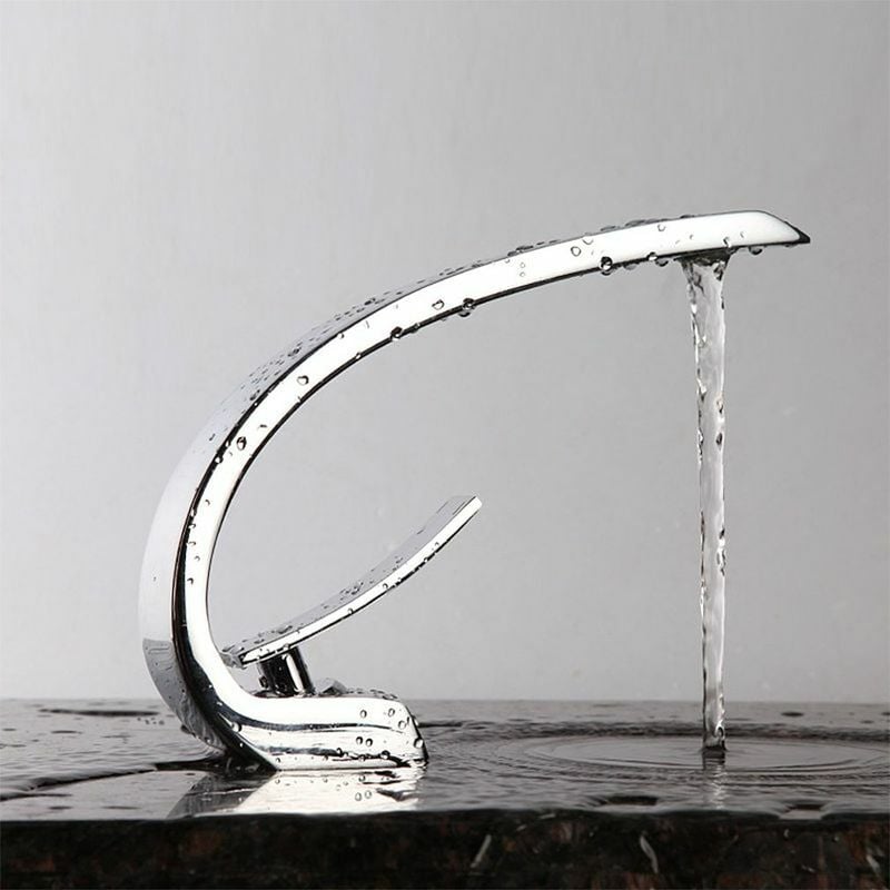Ensoleille - Robinet Lavabo Mitigeur Vasque Cascade à Monotrou Robinetterie à Monocommande de Col Mélangeur Lave-mains pr Salle de Bain et Baignoire