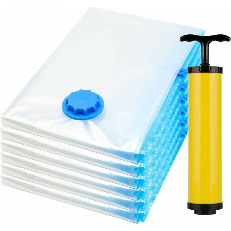 Sac de rangement sous vide Sac de rangement sous vide réutilisable avec pompe de voyage pour literie Vêtements Couvertures Etc 80x100cm 6