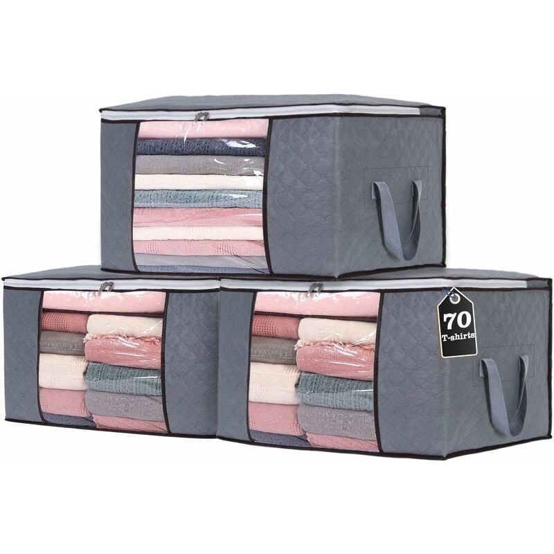 Sac de Rangement Vêtements en épais Non-tissé Sac de Rangement sous lit pour Couette Édredons Couvertures Oreillers Jouets Vestes-Ensoleillé