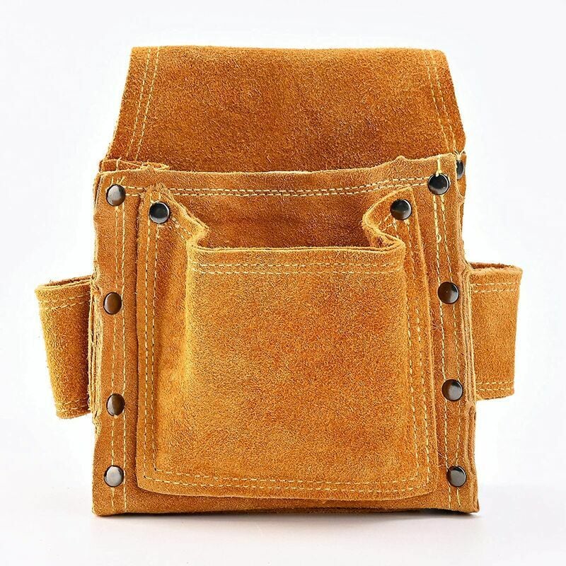 Ensoleille - Sacoche de Charpentier pour la taille, Ceintures Porte-Outils en Cuir de Qualité Supérieure Avec 2 Porte-Marteaux, Résistante et