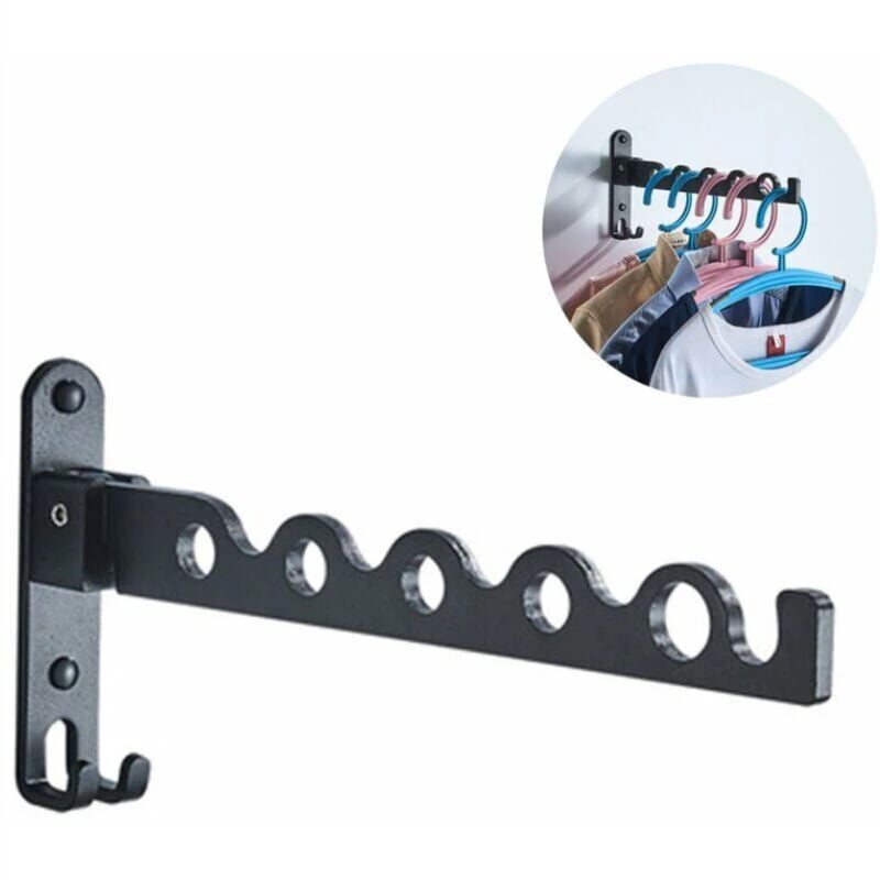 Sèche-linge mural pliant cintre porte-vêtements buanderie cintre mural pour vêtements cintres à linge en acier inoxydable Soutienmural --- noir