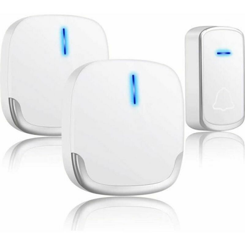 Ensoleille - Sonnette étanche sans fil, anti-interférence, anti-dessin, stable, plage de travail super pénétrante de 300 m, mélodie 58-blanc (1