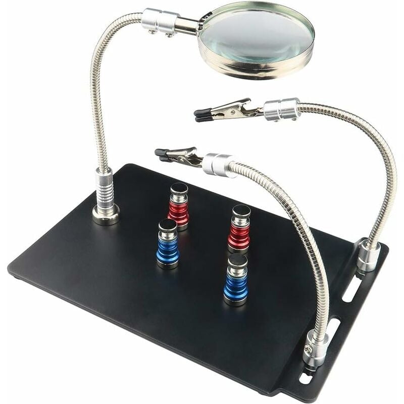 Ensoleille - Support de carte de circuit magnétique aidant les mains Troisième main à souder avec loupe