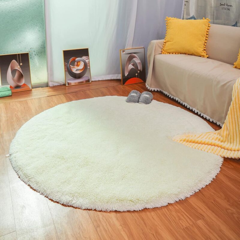 Ensoleille - Tapis de Salon Moderne, Tapis de Chambre Rond Super Doux Moelleux Velours Tapis d'intérieur Moelleux Doux Cheveux Longs Coussin de