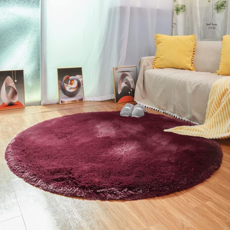 Ensoleille - Tapis de Salon Moderne, Tapis de Chambre Rond Super Doux Moelleux Velours Tapis d'intérieur Moelleux Doux Cheveux Longs Coussin de
