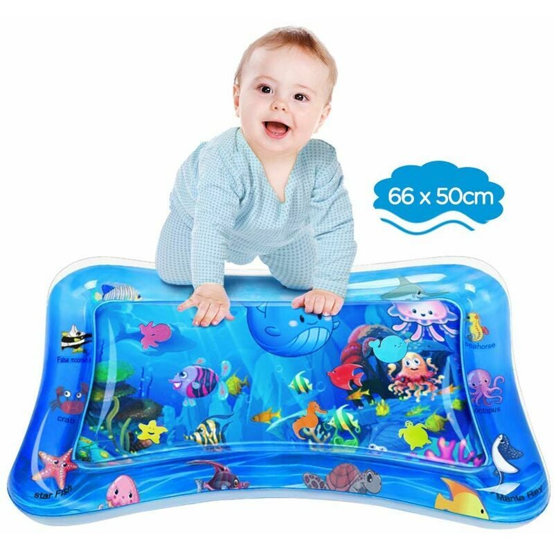 Ensoleille - Tapis d'eau bébé, tapis de jeu aquatique sans bpa, jouet bébé 3 6 9 mois, tapis gonflable pour le ventre (65 x 50 cm)