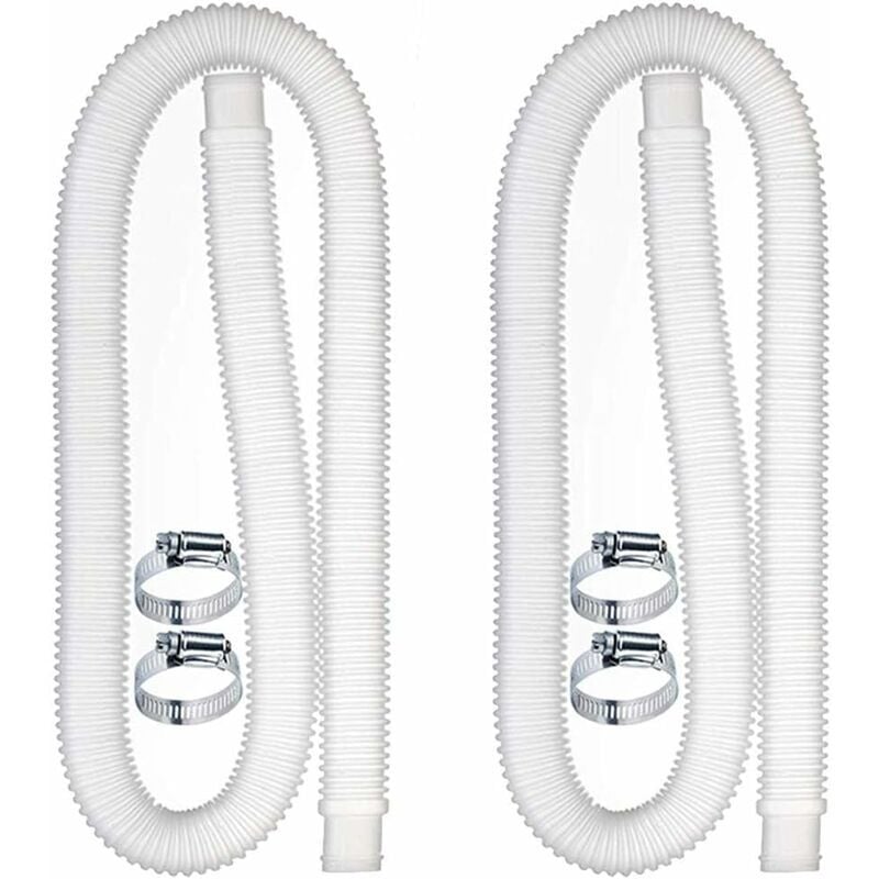 Ensoleille - Tuyau de Remplacement pour Piscine, Accessoires de Tuyau de Pompe à Filtre avec 4 Clips Métalliques, Tuyau de Piscine Long de 59x1,25