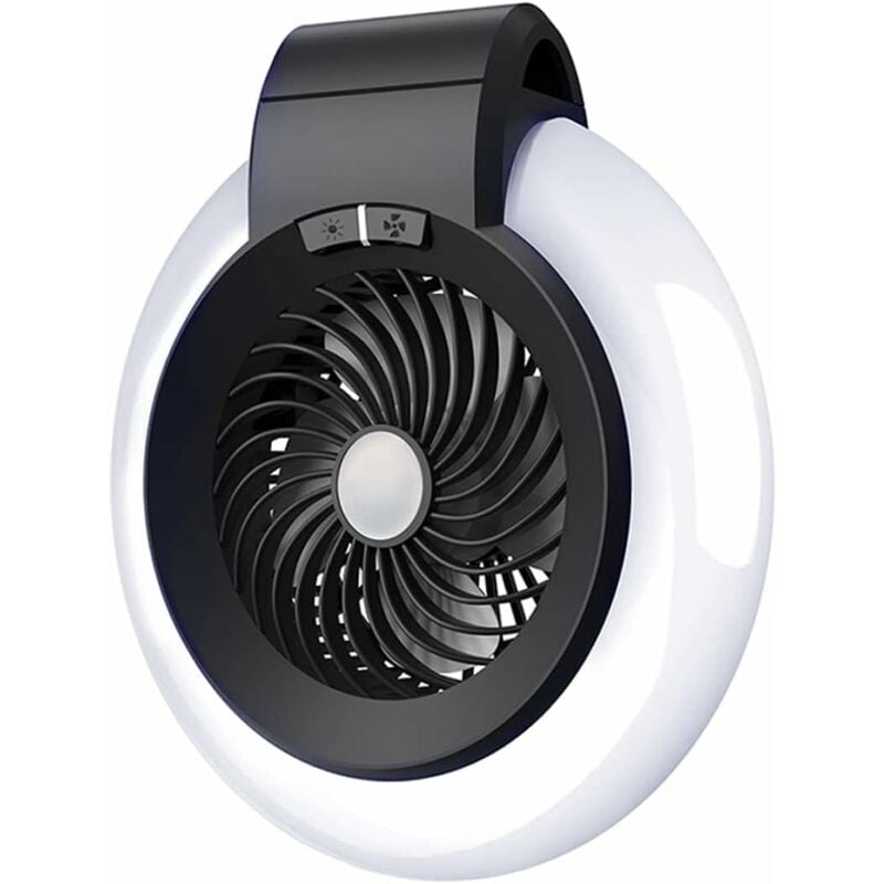Ensoleille - Ventilateur de camping avec camping lanterne 5200mAh ventilateur de plafond de tente portable rechargeable avec câble usb léger à led