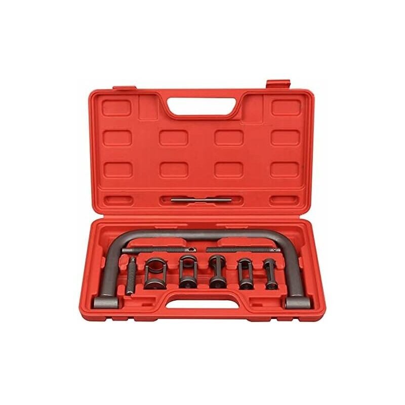 Ensoleille - Vie 10PCS Kit de Compresseur de Ressort de Soupape, avec Pince de Compression à Ressort/Adapteurs/Vis d'extension/Barre de Compression