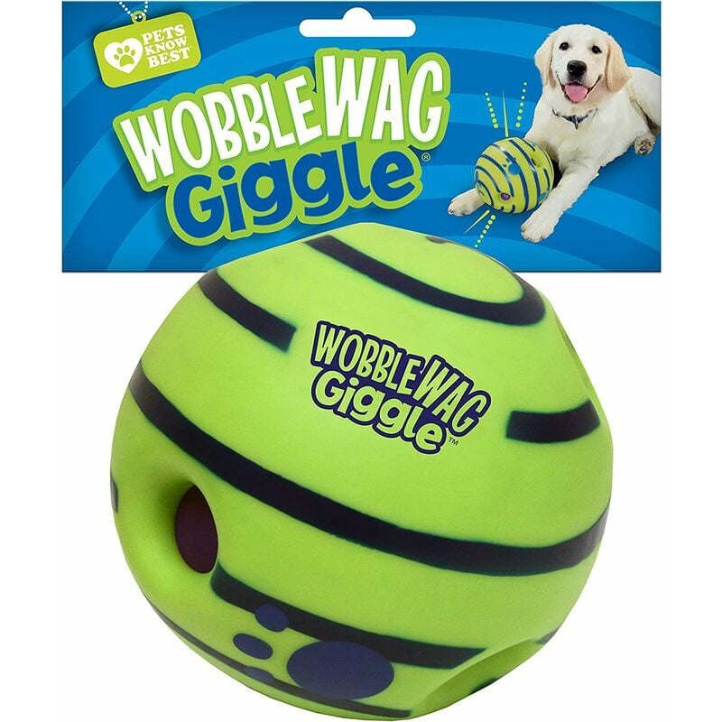 Wobble Wag Giggle Ball, jouet interactif pour chien, sons de rire amusants lorsqu'il est roulé ou secoué
