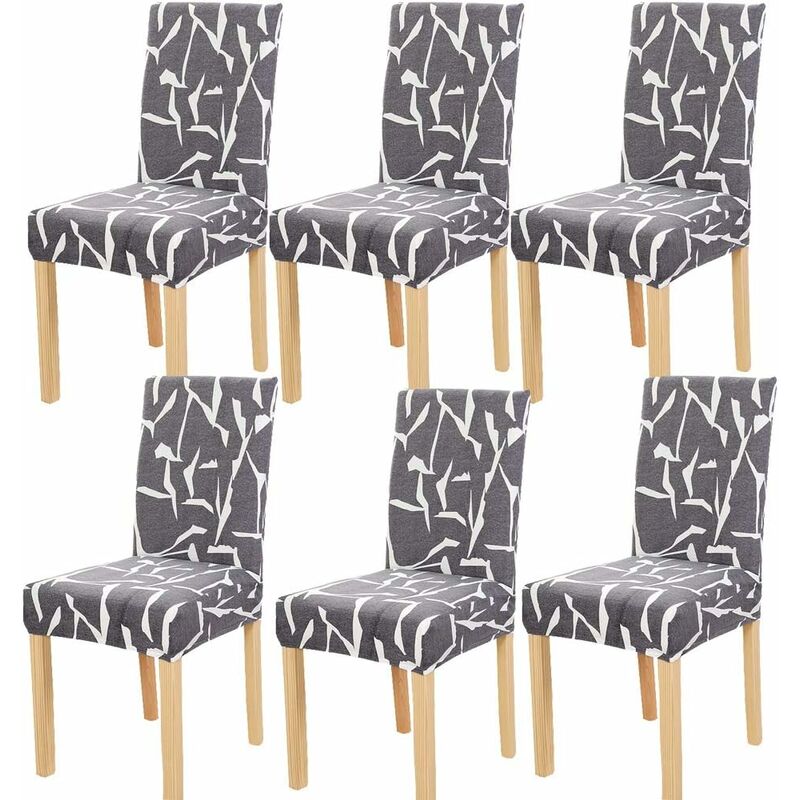 Ensoleille - 6 Pièces Housses de Chaise de Salle à Manger Couverture de Chaise Extensible Amovible Lavable élastique pour Un Ajustement Universel-Fei