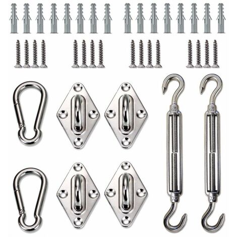 Ensoleillé 8pcs voile d'ombrage accessoires en acier inoxydable 6mm panier de fleurs/boucle de porte/combinaison de boutons-pression