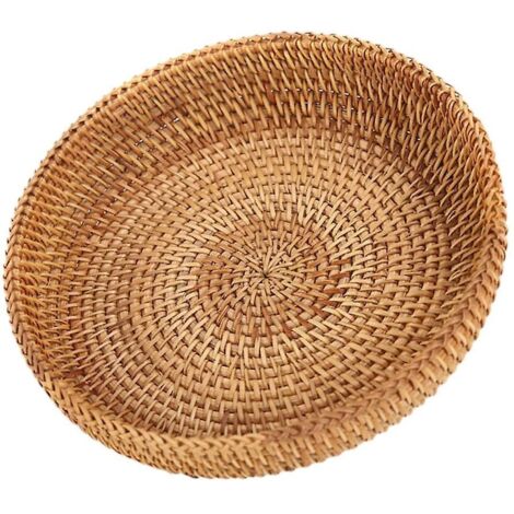 Ensoleille – Corbeille de fruits ronde en rotin tissé – Panier à pain en osier naturel – Diamètre 23 cm – Décoration cuisine chaleureuse