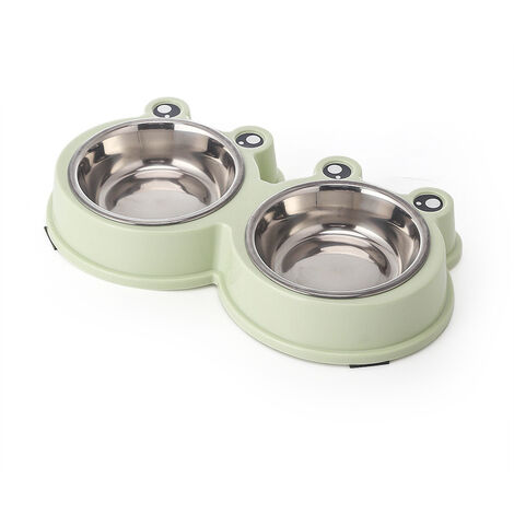 Ensoleillé Gamelle Chien et Chat Bol en Acier Inoxydable Antidérapante Bol pour Animaux de Compagnie Bol de Nourriture (27x14.5x4CM)